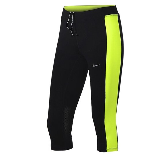 Nike Dri-Fit Essential Capris Black Volt - Picture 2 of 13
